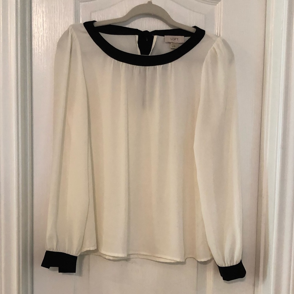 LOFT Sheer Black Tie Top